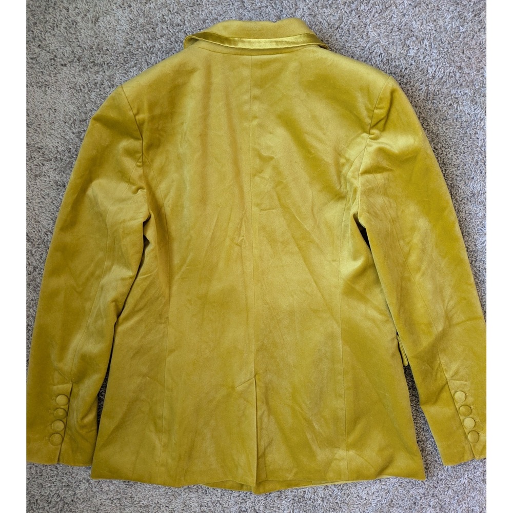 Avec Les Filles Faux‎ Suede Satin Trim Tuxedo Jacket Blazer Gold Holiday Size S - Picture 5 of 9